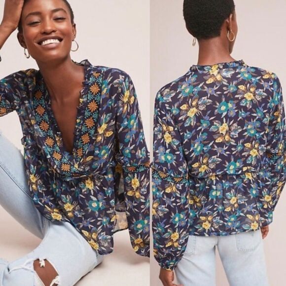 Meadow Row Strasser Floral Print long sleeve S - Picture 1 of 9